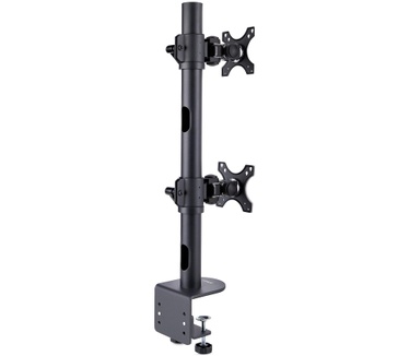 Startech.com Monitorstandaard voor Twee Verticaal Gestapelde Schermen, Dual 49", Max 32kg, C-Klem, Quick-Release VESA Systeem, Widescreen 16:9/Ultrawide 32:9 display, TAA