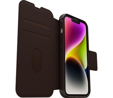 Otterbox OtterBox Strada-hoesje voor iPhone 14, schokbestendig, valbestendig, lederen folio met kaarthouder, 3x getest volgens militaire standaard, Espresso