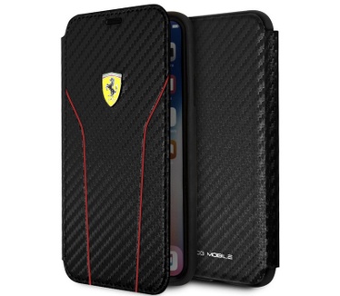 Ferrari On Track Carbon BookCase - Apple iPhone X (5.8") - Zwart  Zwart