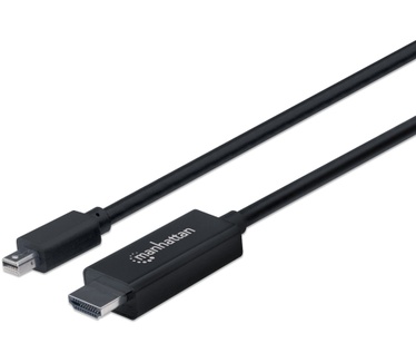 Manhattan Mini DisplayPort to HDMI Cable, 1080p, 1m, Male to Male, 1080p@60Hz (1920x1080p), Audio Pass-Through Uncompressed Digital 7.1, 5.1 and 2 channels, Black