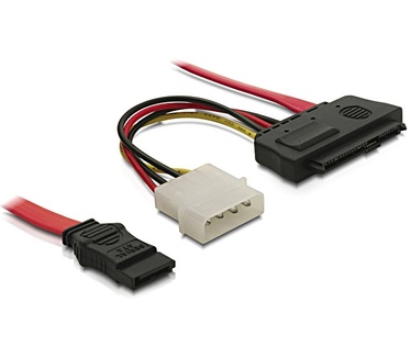 Delock SAS SFF-8482 + Power > 1 x SATA 7 pin 50 cm Rood