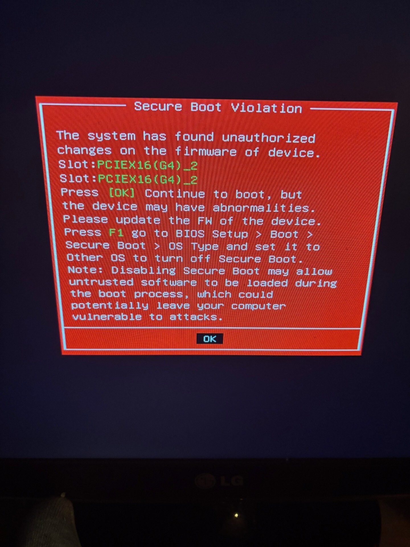 Secure Boot Violation - Windows clients - GoT