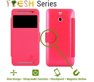 Nillkin HTC One (E8) Leather Case (Fresh Series) Rood