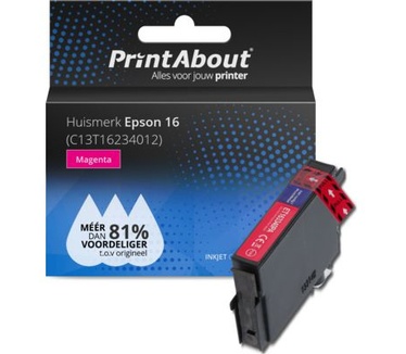PrintAbout Huismerk Epson 16 (C13T16234012) Inktcartridge Magenta