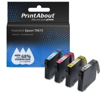 PrintAbout Huismerk Epson T0615 Inktcartridge 4-kleuren Voordeelbundel