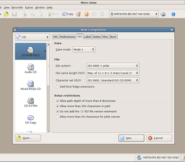 Nero Linux screenshot (481 pix)