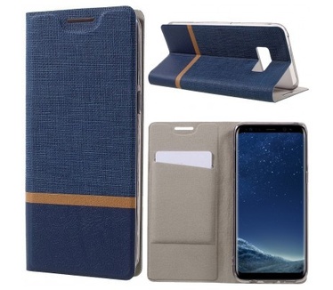 qMust Samsung Galaxy S8 Plus Wallet Case - TPU frame - Blauw