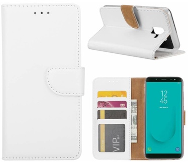Luxe Lederen Bookcase hoesje voor de Samsung Galaxy J6 2018 - Wit (Samsung Galaxy J6 2018) Wit
