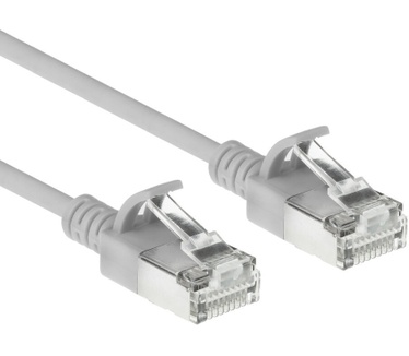 ACT Grijze 2,5 meter LSZH S/FTP CAT6A slimline patchkabel snagless met RJ45 connectoren
