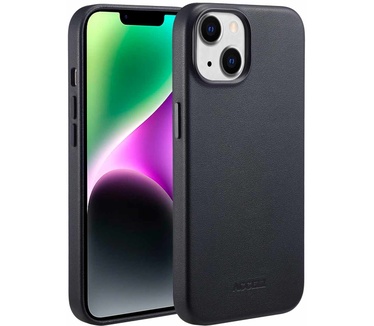 Accezz MagSafe Leather Backcover iPhone 14 - Zwart