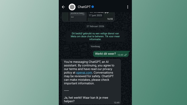 ChatGPT in WhatsApp