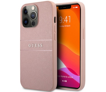 Guess Saffiano Hard Case - Apple iPhone 13 Pro (6.1") - Roze Roze