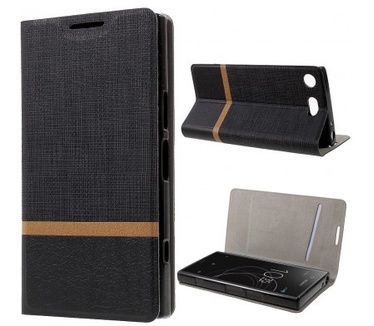 qMust Sony Xperia XZ1 Compact Wallet Case - TPU frame - Zwart