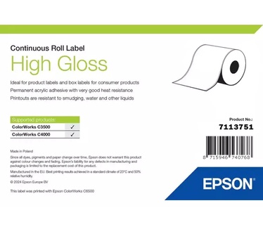 Epson High Gloss Label - Continuous Roll: 102mm x 33m