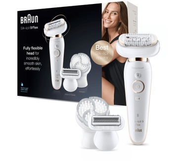 Braun Silk-épil 9 Flex 9-030 - Epilator Voor Vrouwen Met Flexibele Kop Voor Ontharen, Wit/Goud
