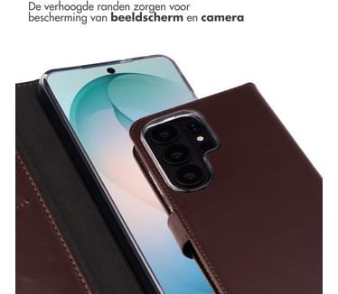 Selencia Echt Leren Bookcase Samsung Galaxy S26 Ultra - Bruin
