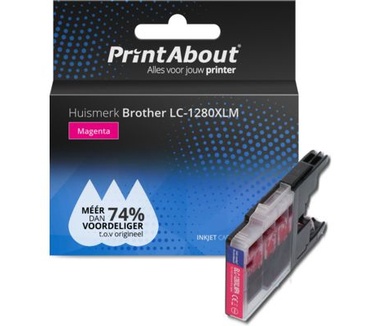 PrintAbout Huismerk Brother LC-1280XLM Inktcartridge Magenta Hoge capaciteit