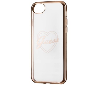 Guess Originele Heart Signature Transparant Hard TPU Back Cover Hoesje voor de Apple iPhone 7 / 8 - Goud (iPhone 7 / 8) Goud