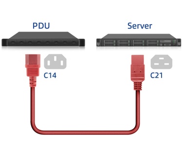 ACT Netsnoer C14 - C21 IEC60320 rood 2,5 m