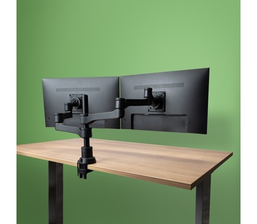 R-Go Tools Dubbele monitorarm (Zepher), Zonder Gasveer