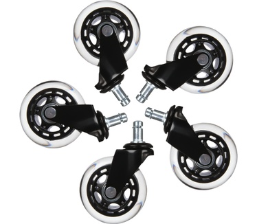 L33T 3" Rubberen Wielen voor Gaming Chair (5 stuks, zwart)
