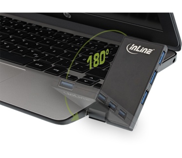 InLine 180 Twist Hub USB 3.0 - 4 Port - drehbar - schwarz