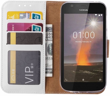 Luxe Lederen Bookcase hoesje voor de Nokia 1 - Wit (Nokia 1) Wit