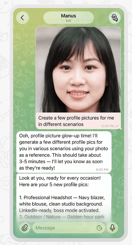 Manus-bot in WhatsApp