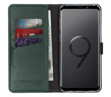 Selencia Echt Lederen Bookcase Samsung Galaxy S9 Plus - Groen