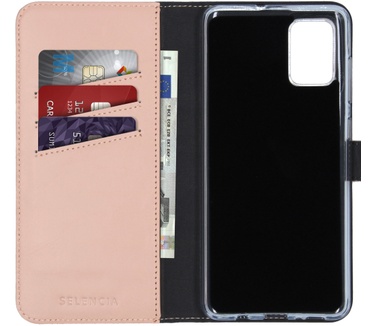 Selencia Echt Lederen Bookcase Samsung Galaxy A71 - Roze