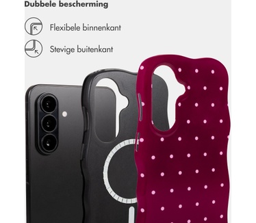 Selencia Vivid Wavy Backcover met MagSafe voor de Samsung Galaxy A37 (5G) - Happy Dots Burgundy