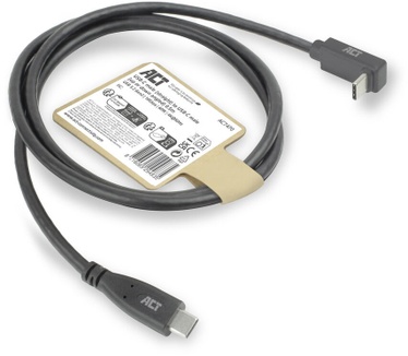 ACT USB 3.0 10Gbps 60W USB Type-C (recht) naar USB Type-C (haaks boven/beneden) kabel, 2 meter
