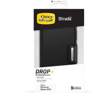 Otterbox OtterBox Strada-hoesje voor Galaxy S23+ , schokbestendig, valbestendig, lederen folio met kaarthouder, 3x getest volgens militaire standaard, Zwart