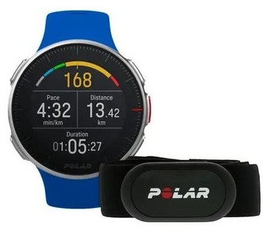 Polar Vantage V met blauwe H10 hartslagband Zwart (Zwart)