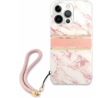 Guess Marble Stripe Back Case Apple iPhone 13 Pro (6.1") - Roze Roze