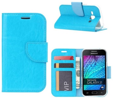 Luxe Lederen Bookcase hoesje voor de Samsung Galaxy J1 - Blauw (Samsung Galaxy J1) Blauw