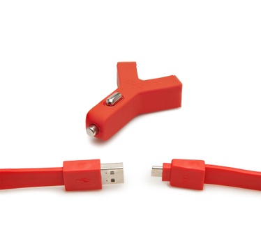 Tylt Autolader Y-charge 2.1 Syncable 2x USB micro-USB Rood