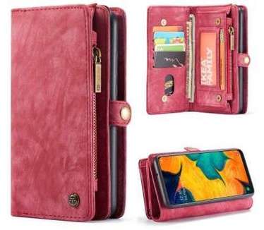 Caseme Samsung Galaxy A70 Luxe Leren Portemonnee Hoesje (rood)