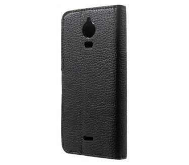 Kees Lederlook Portemonnee Hoesje Wiko Wax - Zwart