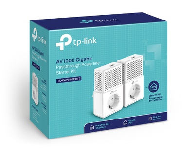 TP-Link AV1000 Gigabit Powerline Starter Kit met ingebouwd stopcontact TL-PA7010P KIT