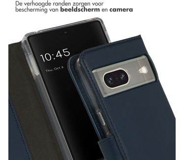 Selencia Echt Lederen Bookcase Google Pixel 7 - Blauw