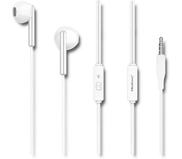Qoltec In-ear hoofdtelefoon met microfoon | Wit