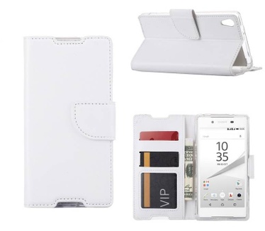 Luxe Lederen Bookcase hoesje voor de Sony Xperia Z5 - Wit (Sony Xperia Z5) Wit