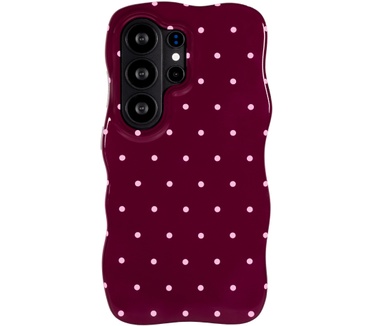Selencia Vivid Wavy Backcover met MagSafe voor de Samsung Galaxy S26 Ultra - Happy Dots Burgundy