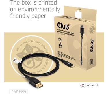 Club 3D USB Type-C Cable to DP 2.1 Bi-Directional VESA DP80 Certified Cable M/M 1m/3.28ft