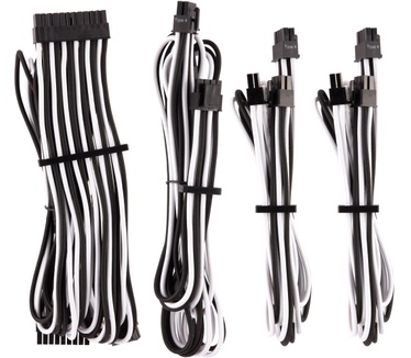 Corsair Premium Individually Sleeved PSU Cables Starter Kit Type 4 Gen 4 - White/Black Wit, Zwart