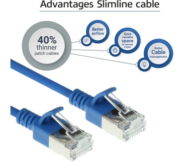 ACT DC7600 CAT6A U/FTP Slimline Patchkabel 0.5M Blauw