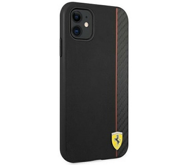 Ferrari Smooth Carbon Back Case - Apple iPhone 11 (6.1") - Zwart Zwart