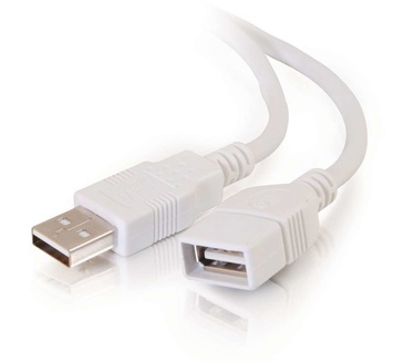 CablesToGo 3m USB 2.0 A mannelijk naar A vrouwelijk verlengkabel - wit