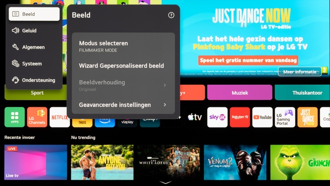 WebOS LG G6 met menu-interface